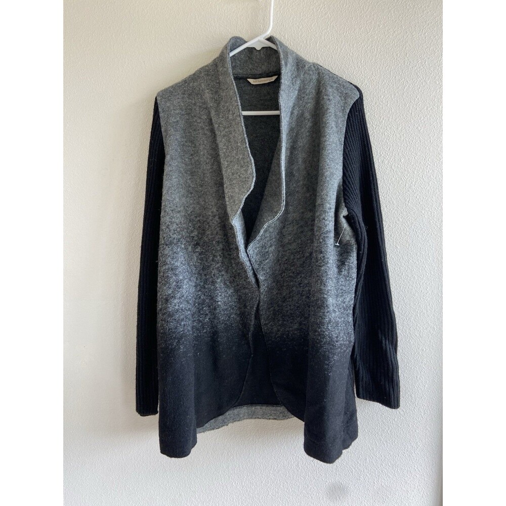 Soft Surroundings Gray & Black Ombre Knit Wool  Blend  Open Front Cardigan XL